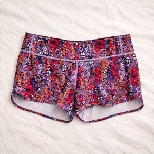 Smartwool Woman's Active Atheltic Running Shorts Purple Red Floral Print M